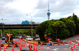 Civil construction works on Auckland road