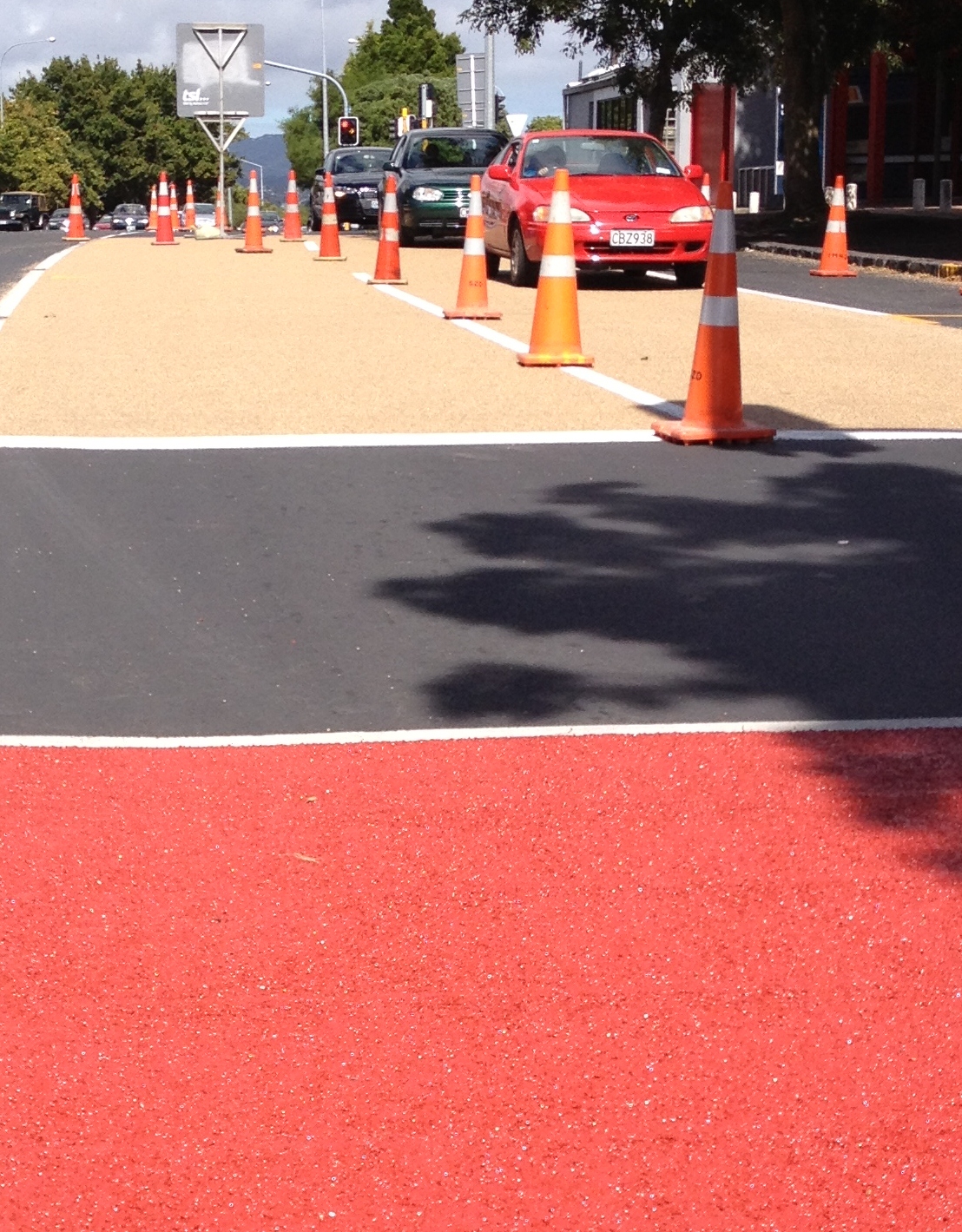 Resin safety surfacing on Auckland roadway, installed by TSL