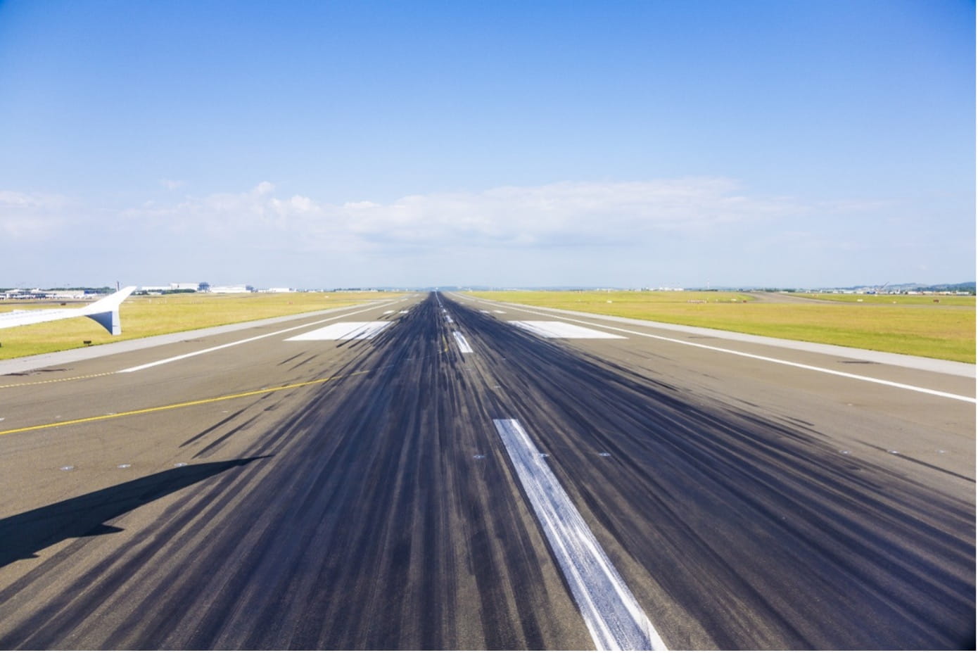 Rubber deposits on landing strip