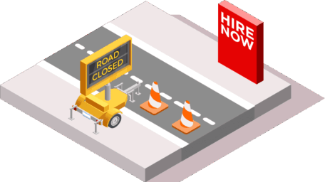 traffic-hire-png graphic icon showing a trailer unit for hire