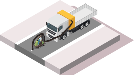 graphic icon showing a water blasting unit