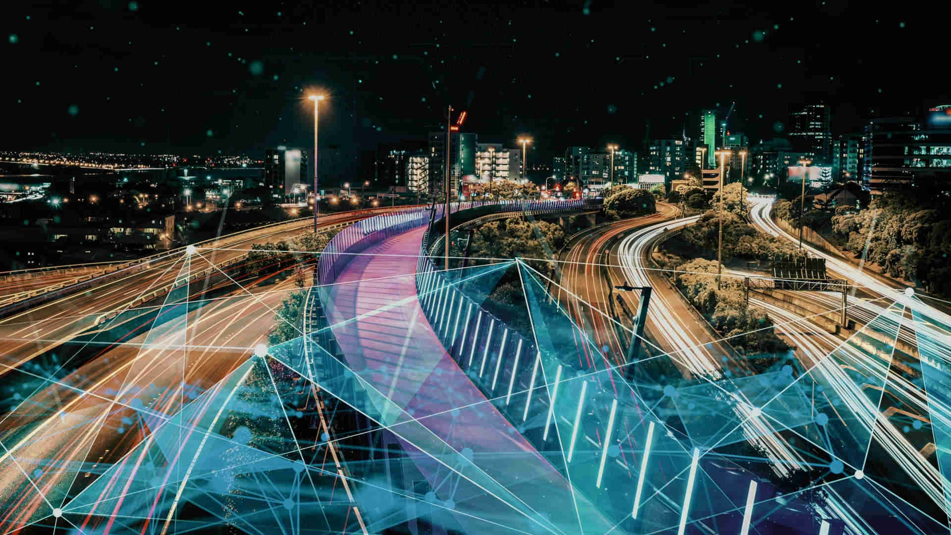 Traffic management innovation – Street with digital illustration overlayed